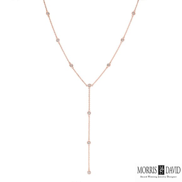 1.00 Carat Diamond Bezel Necklace G SI 14K Rose Go